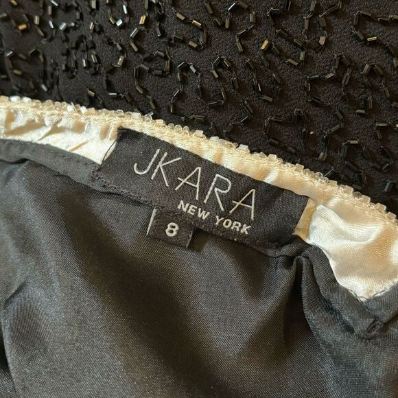 JKARA New York Women’s Heavy Beaded Fully Lined Slip Elegant Midi Dress Size 8 - Picture 7 of 9